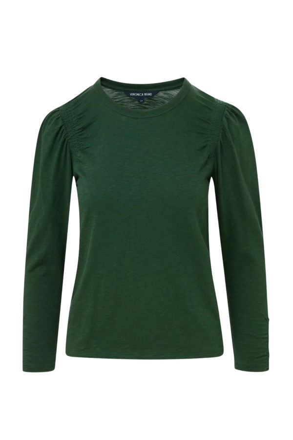 Veronica Beard Bouvet Long Sleeve Top - Dark Hunter Green
