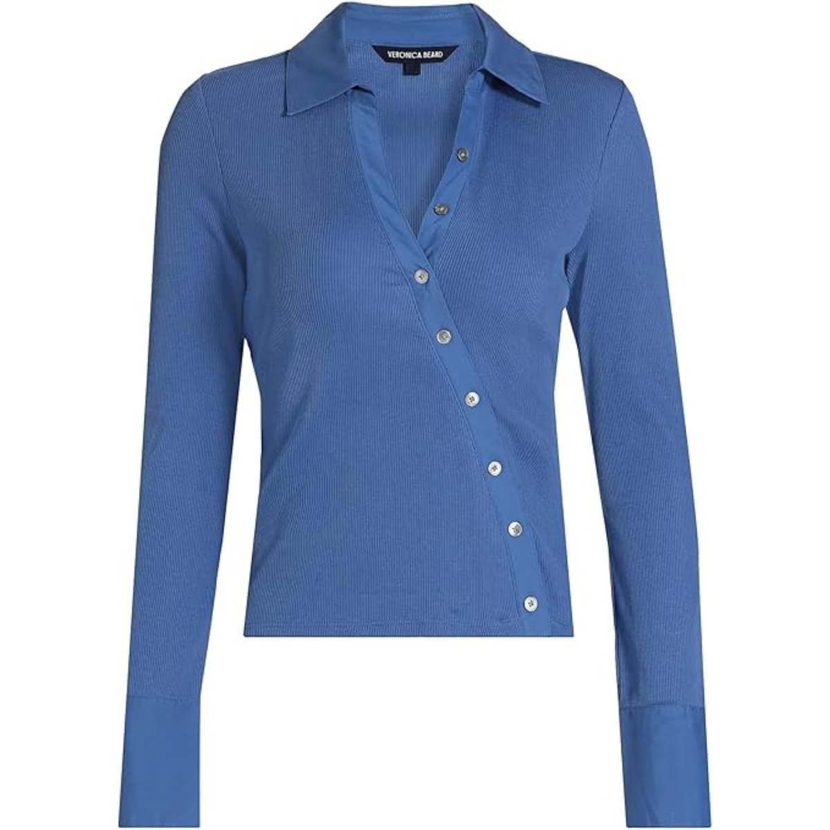 Veronica Beard Brenner Asymmetric Button Top - Blue Coast - Image 1 of 1