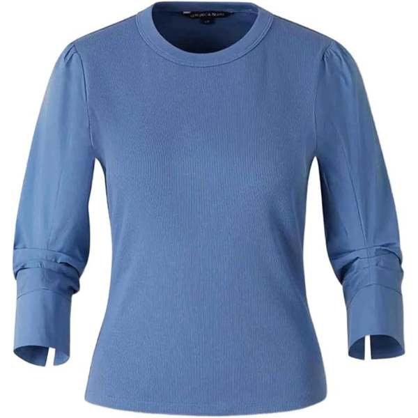 Veronica Beard Junia Mixed Media Top - Blue Coast Veronica Beard Junia Mixed Media Top - Blue Coast