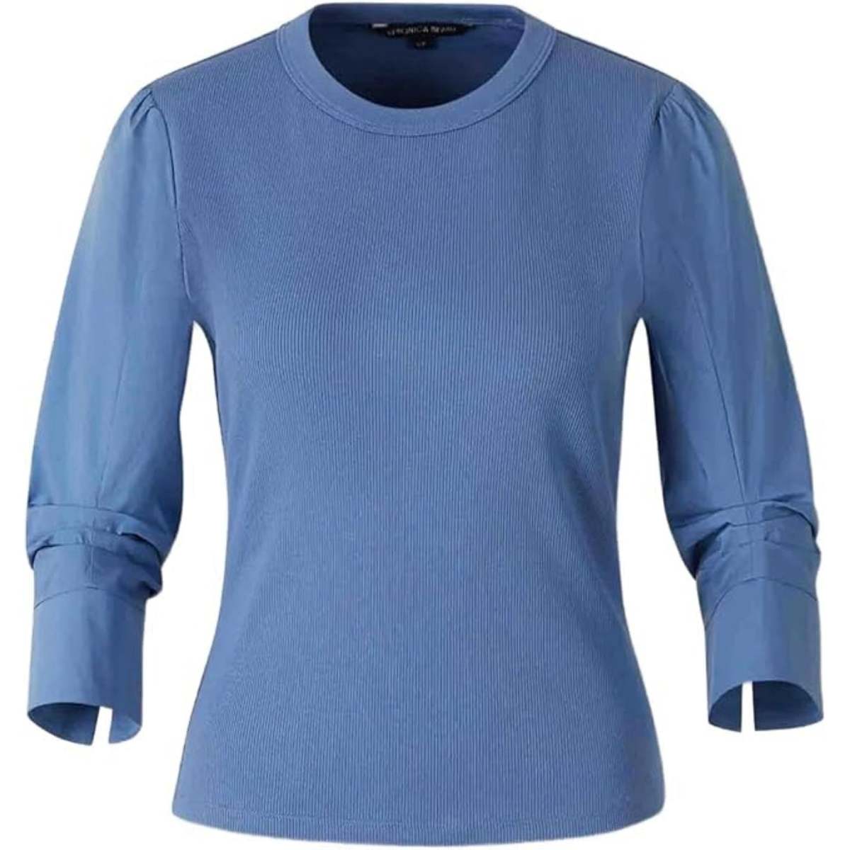 Veronica Beard Junia Mixed Media Top - Blue Coast - Image 1 of 2