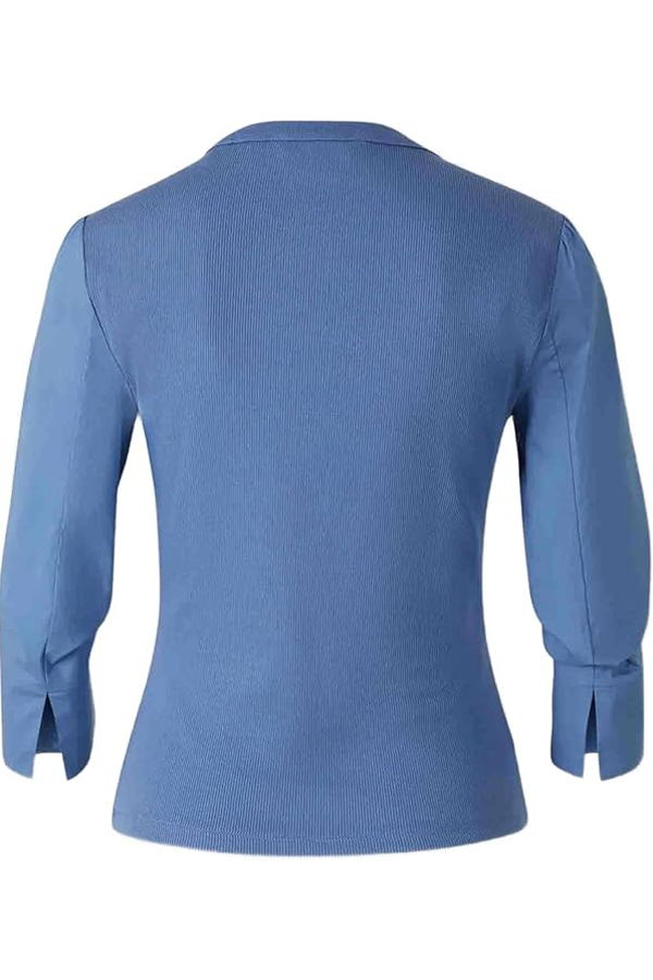 Veronica Beard Junia Mixed Media Top - Blue Coast