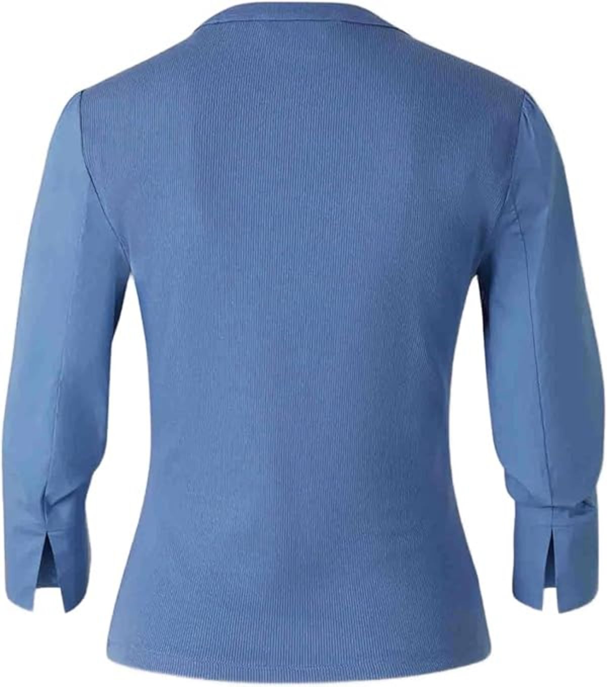 Veronica Beard Junia Mixed Media Top - Blue Coast - Image 2 of 2