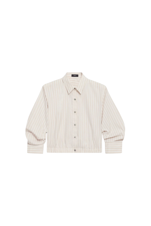 Theory Fixed Sleeve Cropped Shirt - Sand Multi