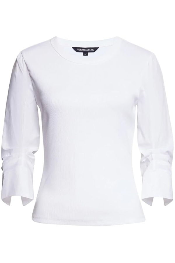 Veronica Beard Junia Mixed Media Top - White