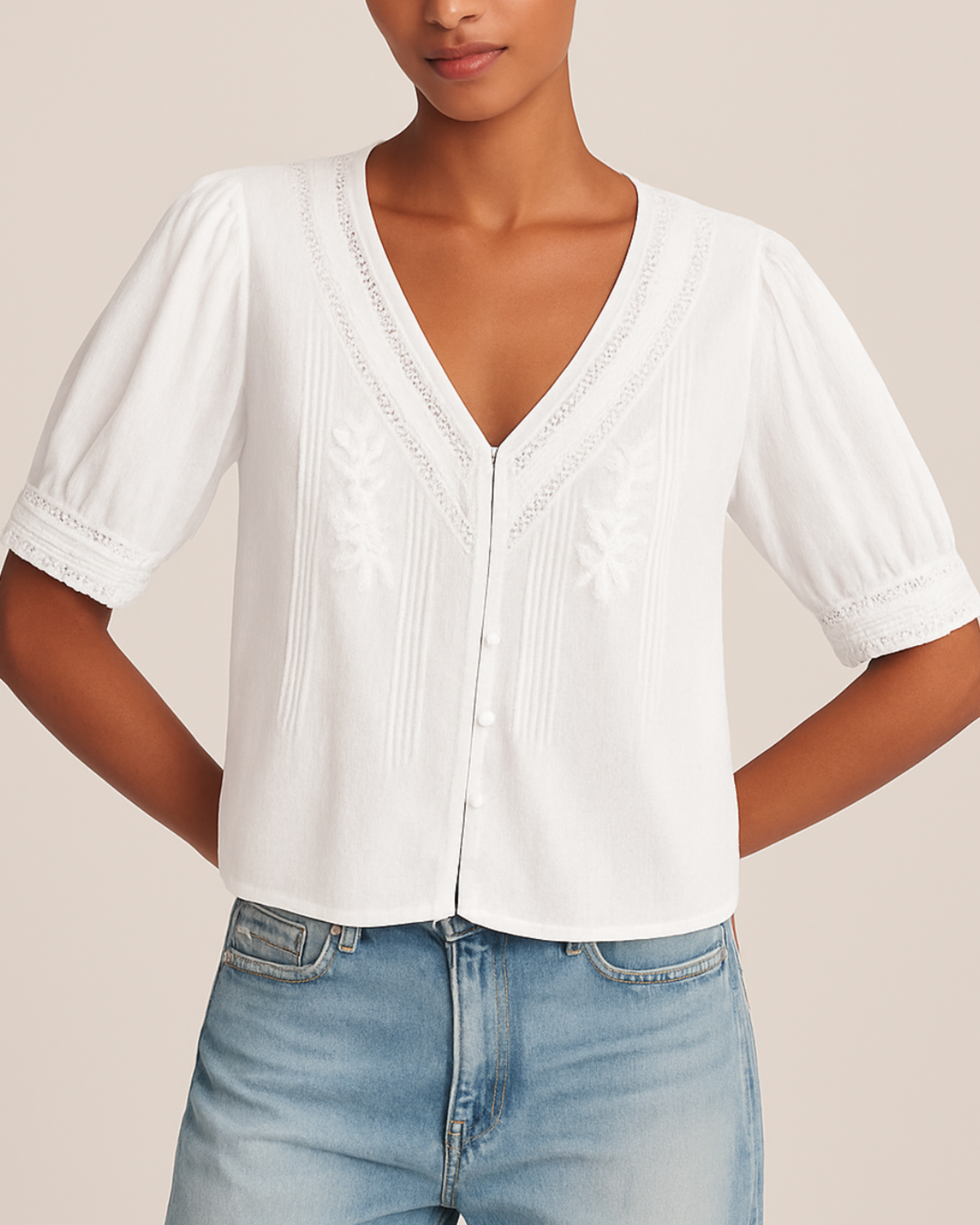 Velvet Mavis Top - White - Image 2 of 2