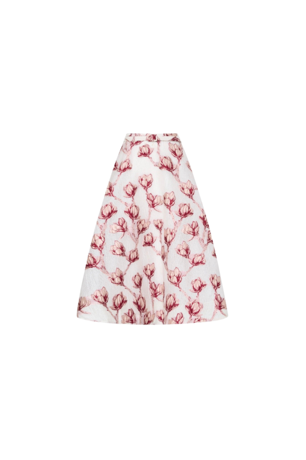 Milly Noella Floral Maxi Skirt - White/Pink