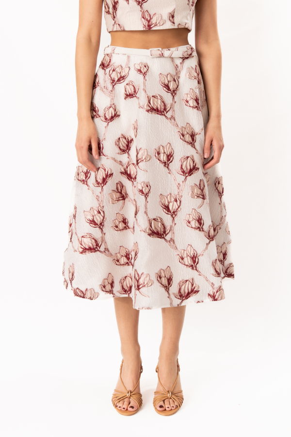 Milly Noella Floral Maxi Skirt - White/Pink