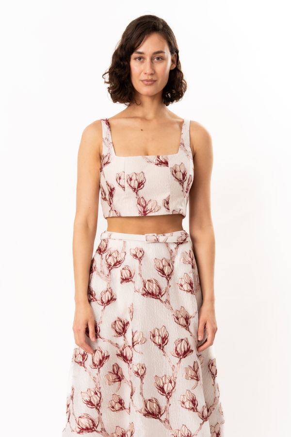 Milly Paige Floral Top - White/Pink