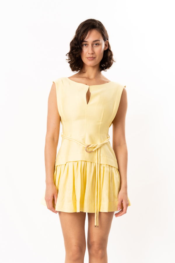 acler Remly Mini Dress - Lemon
