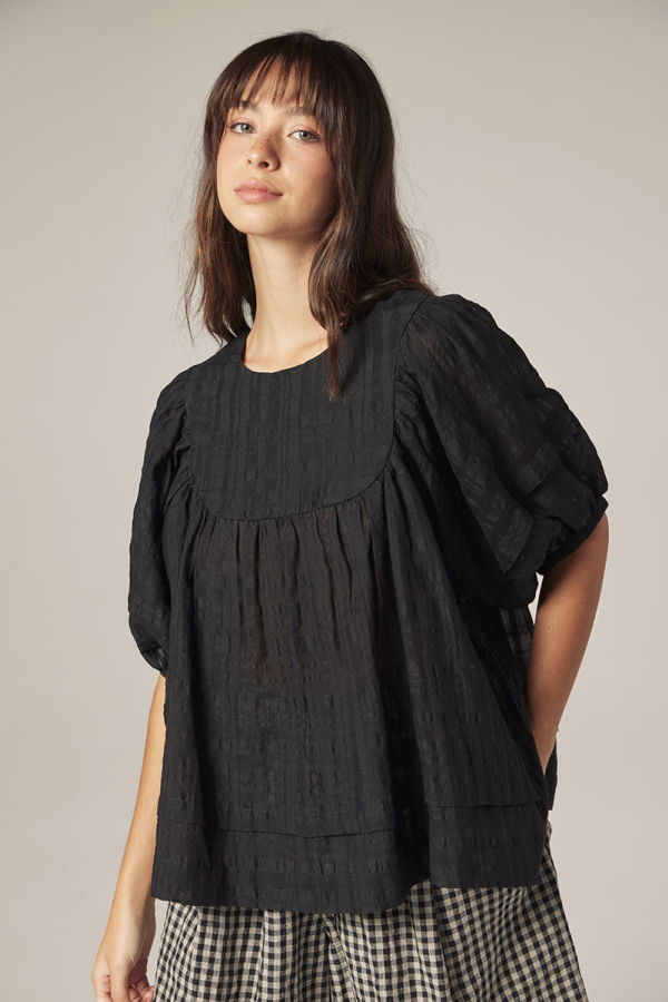 amente Puff Sleeve Yoke Top