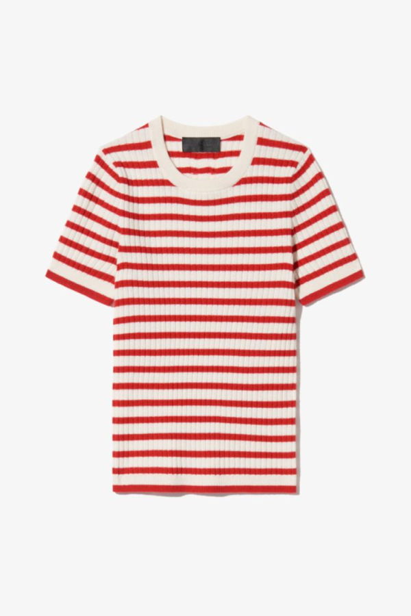 Nili Lotan Alita Stripe Sweater - Ivory/Red Stripe