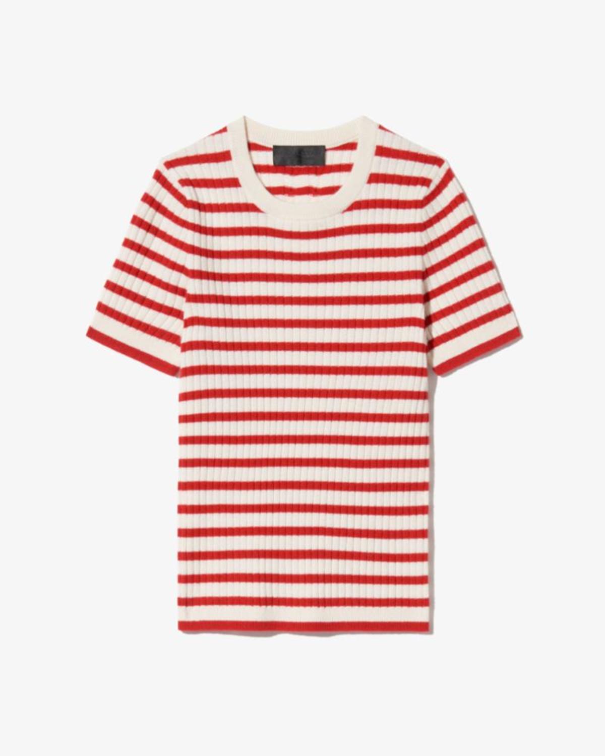 Nili Lotan Alita Stripe Sweater - Ivory/Red Stripe - Image 1 of 1