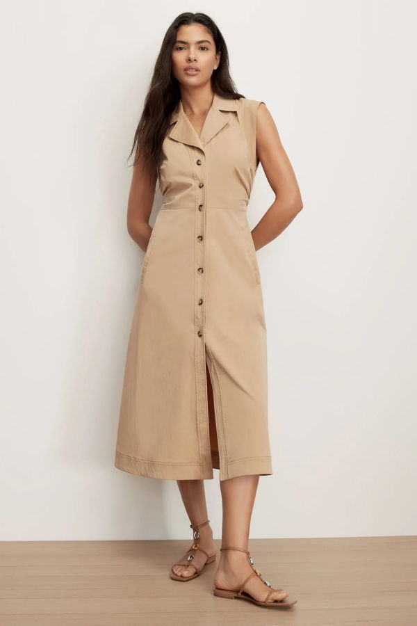 Veronica Beard Orla Midi Shirtdress - Khaki