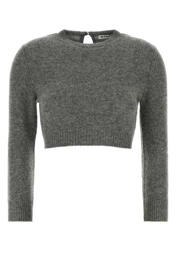 Jil Sander Grey Wool Blend Sweater - Shadow Jil Sander Grey Wool Blend Sweater - Shadow