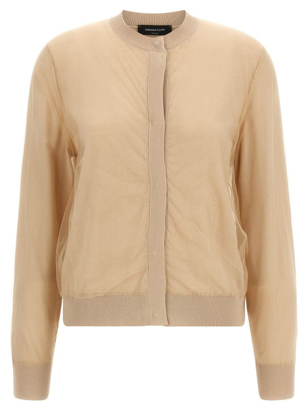 Fabiana Filippi Tulle Cardigan - Brown