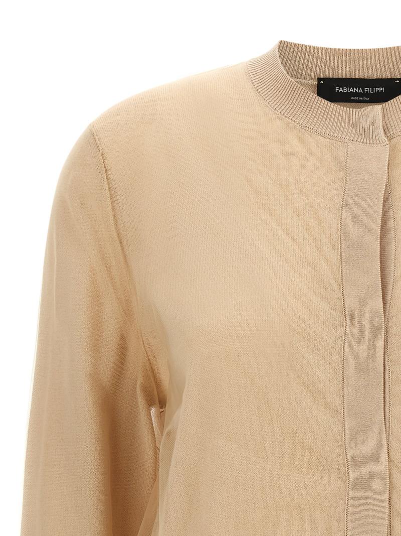 Fabiana Filippi Tulle Cardigan - Brown