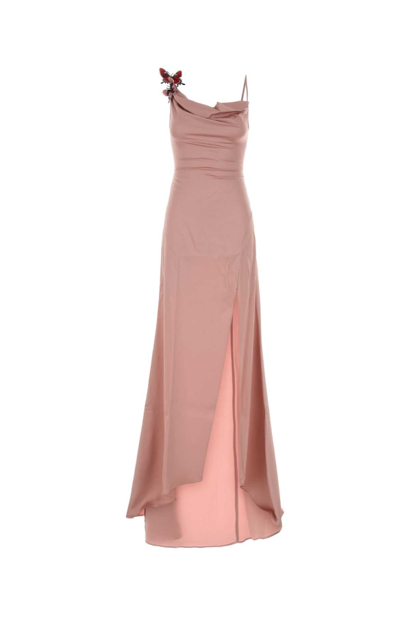 Blumarine Pink Stretch Satin Long Dress - Rosa