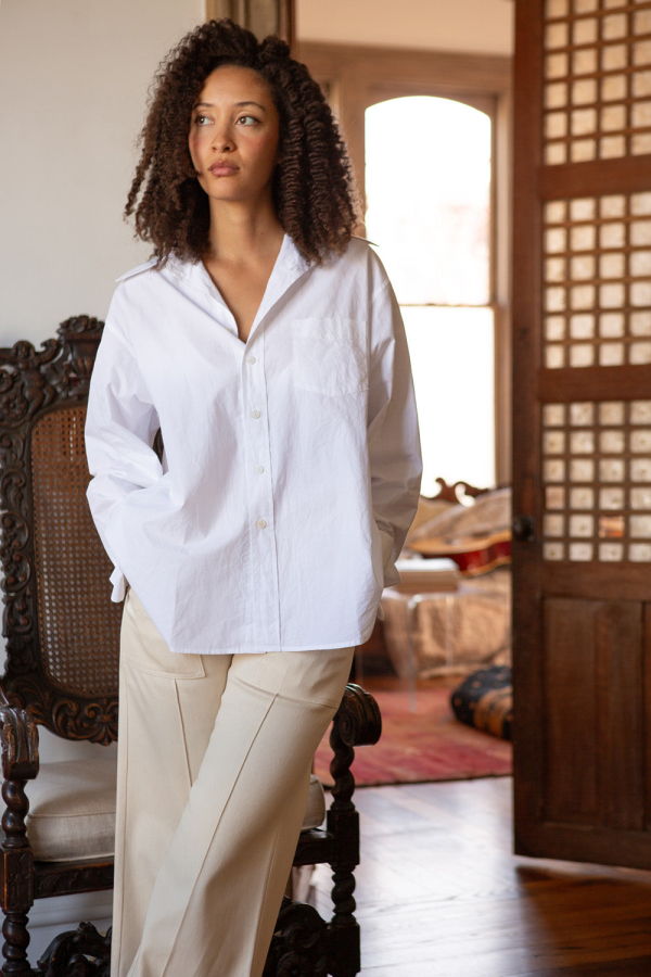 Erica Tanov Ivor Cotton Percale Shirt - White
