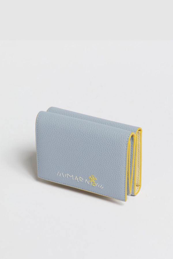 Marni Leather Trifold Wallet with Marni Mending Embroidery Wallet - Smoke Blue