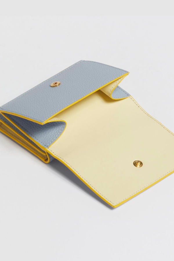 Marni Leather Trifold Wallet with Marni Mending Embroidery Wallet - Smoke Blue