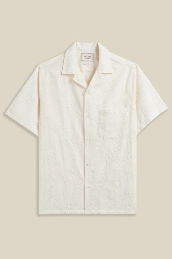 Portuguese Flannel Duke Embroidered Floral Shirt - Ivory
