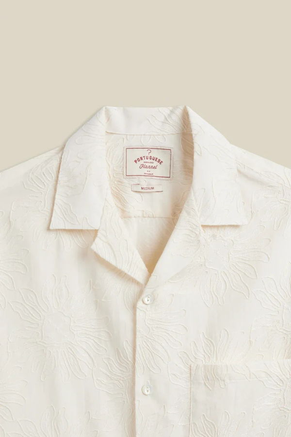 Portuguese Flannel Duke Embroidered Floral Shirt - Ivory