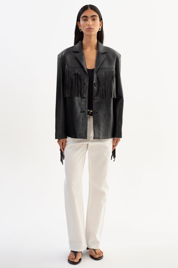 LADYBIRD Rianne Leather Fringe Jacket - Black