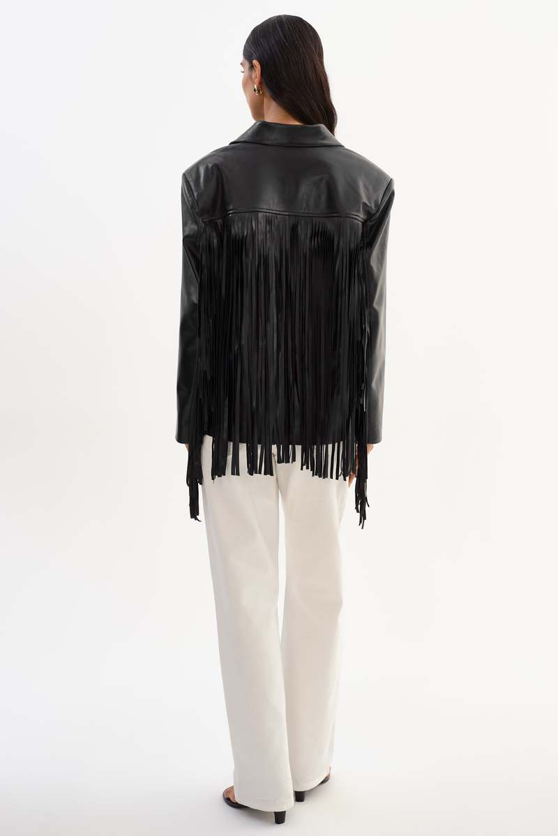 LADYBIRD Rianne Leather Fringe Jacket - Black