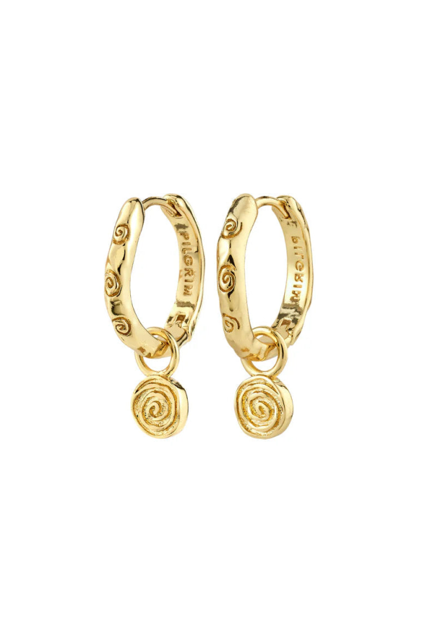 Pilgrim Fire Spiral Pendant Hoop Earrings