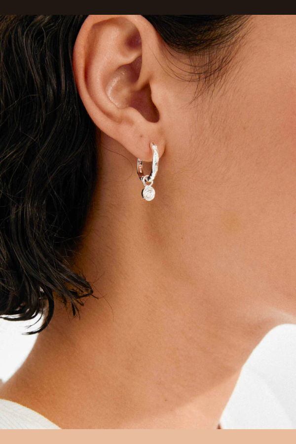 Pilgrim Fire Spiral Pendant Hoop Earrings