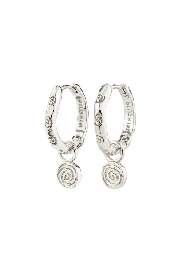 Pilgrim Fire Spiral Pendant Hoop Earrings