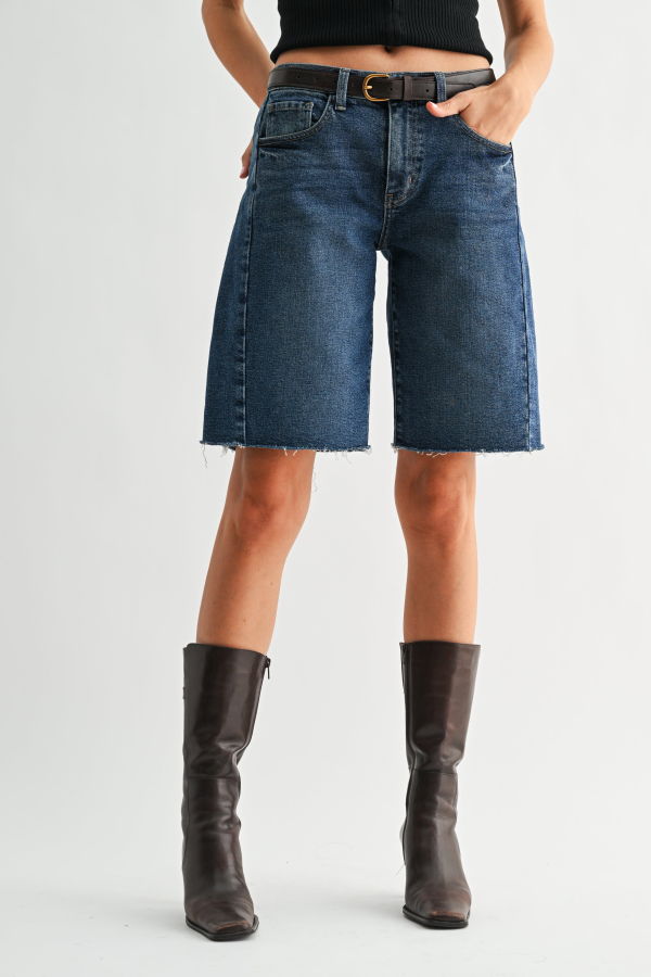 Just Black Denim The Seamed Longer Short Shorts - Light Denim