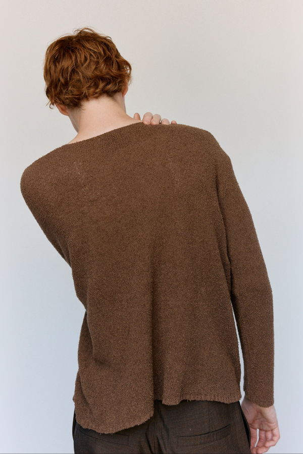 Gabriela Coll Garments NO.317 Brown Cotton Cashmere Knitted Top
