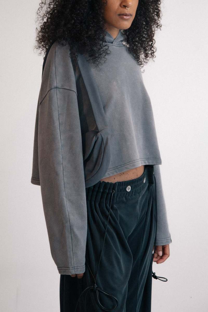 fey fey WORLDWIDE Purse Cropped Hoodie