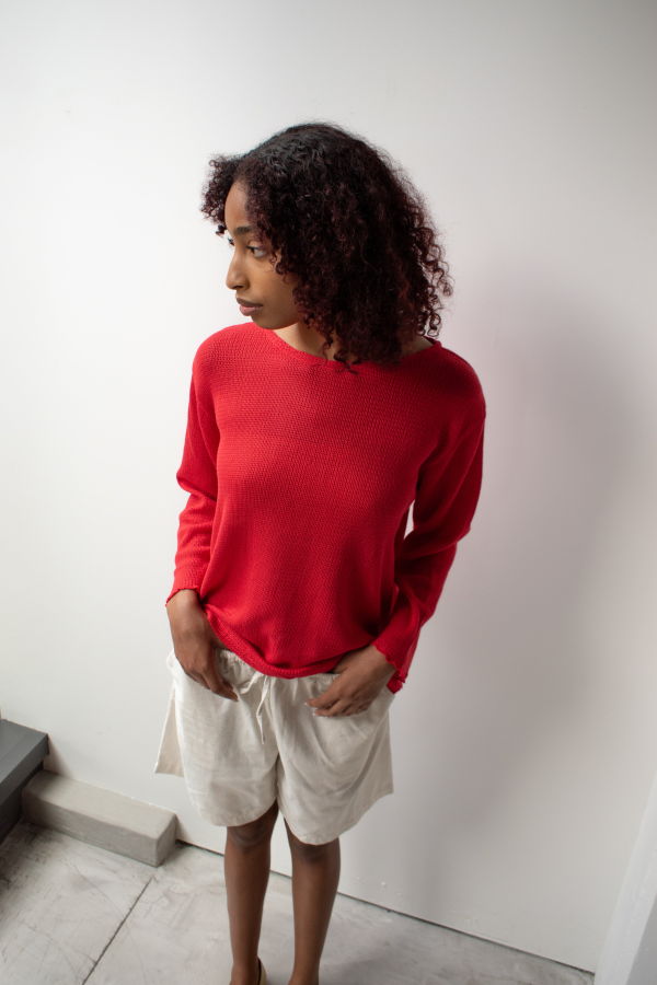 at Dawn. Mesh Boatneck Top - Black