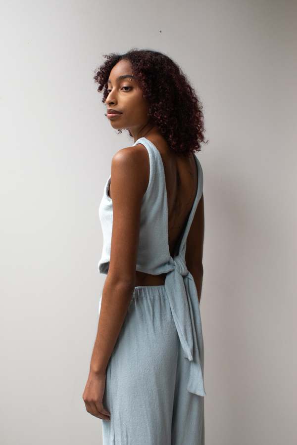 at Dawn. Terry Back Tie Top