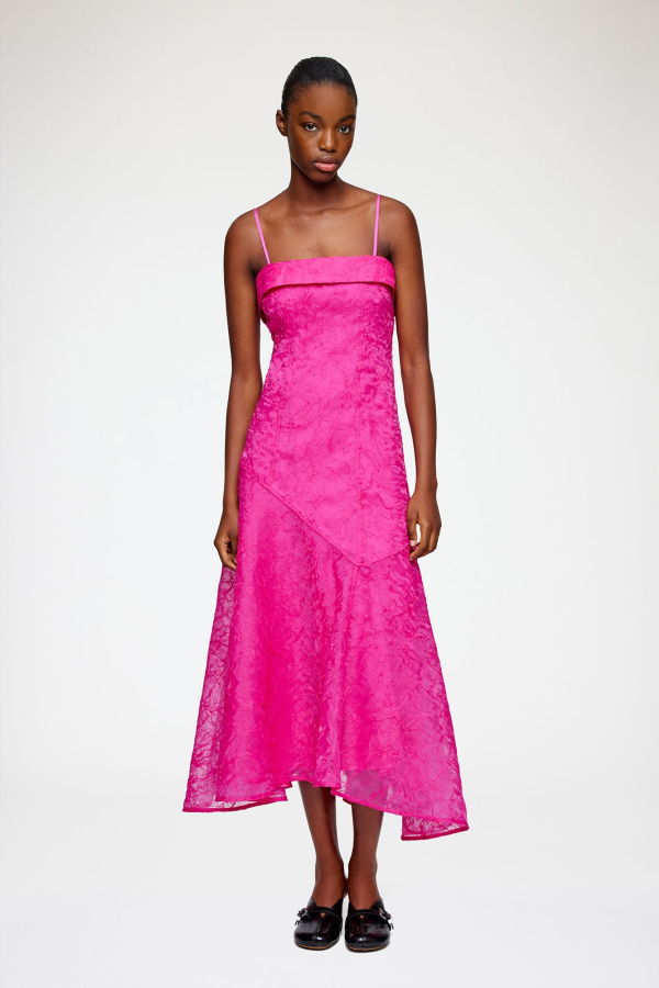 Ganni Shibori Organza Dress - Raspberry Rose