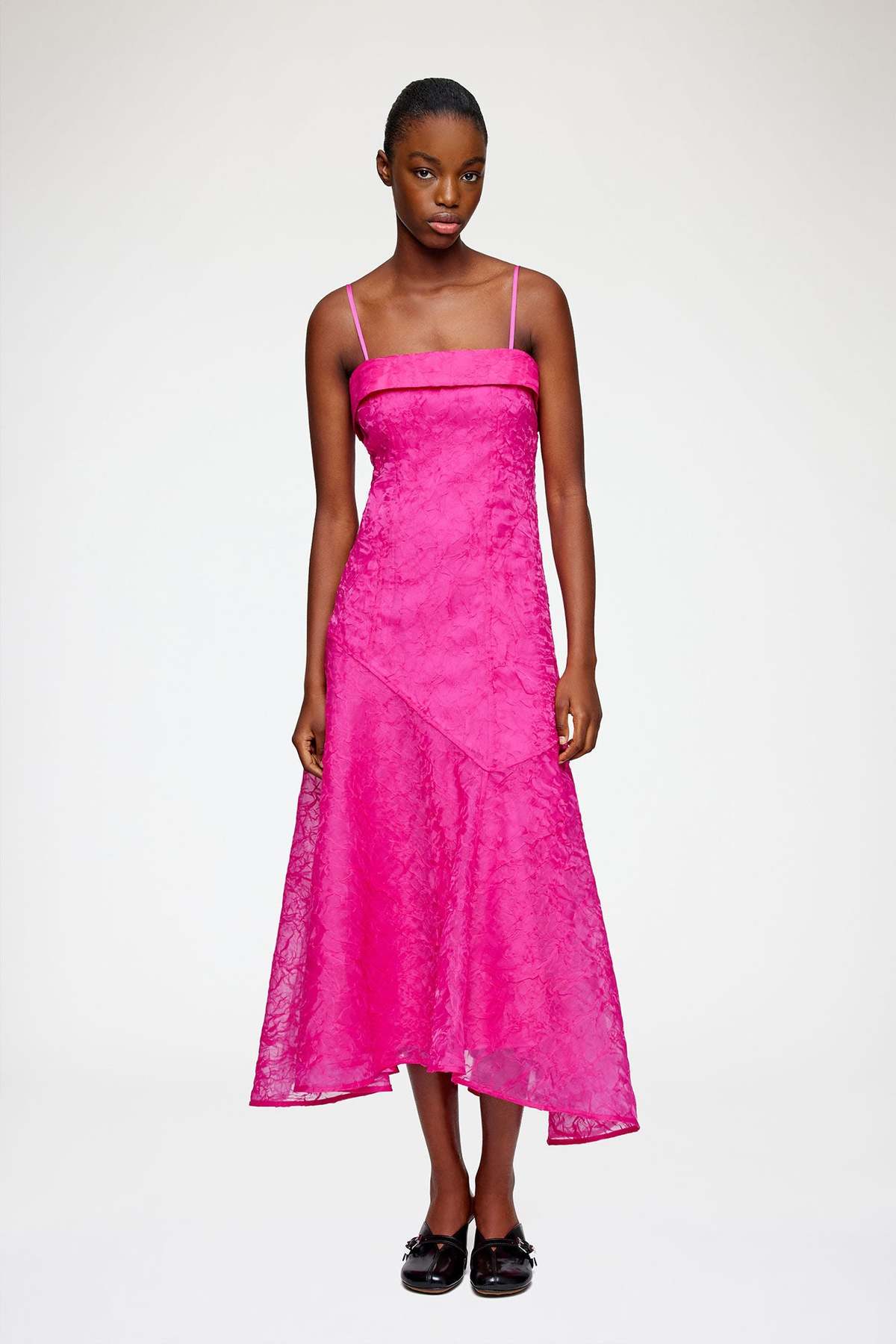 Ganni Shibori Organza Dress - Raspberry Rose - Image 1 of 4
