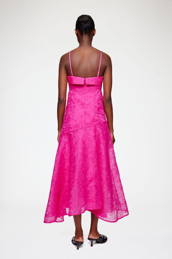 Ganni Shibori Organza Dress - Raspberry Rose