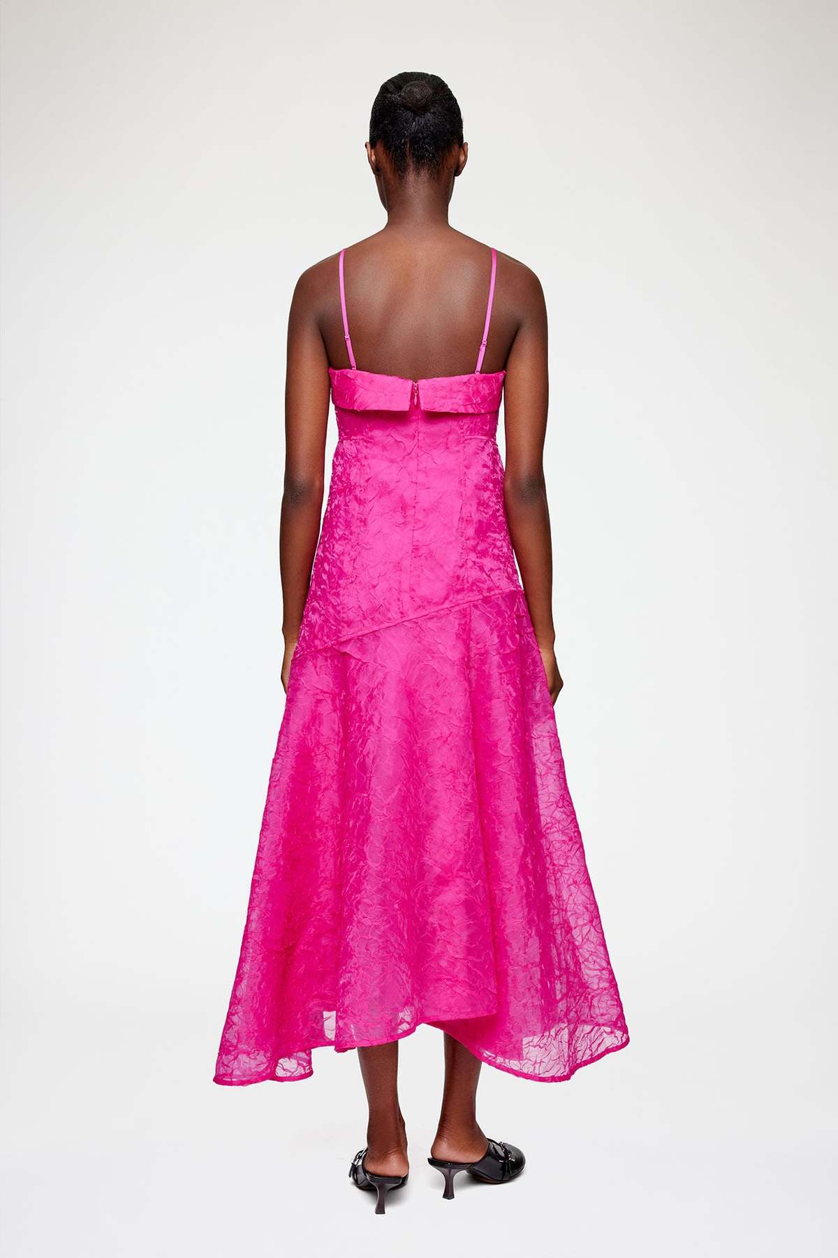 Ganni Shibori Organza Dress - Raspberry Rose - Image 2 of 4