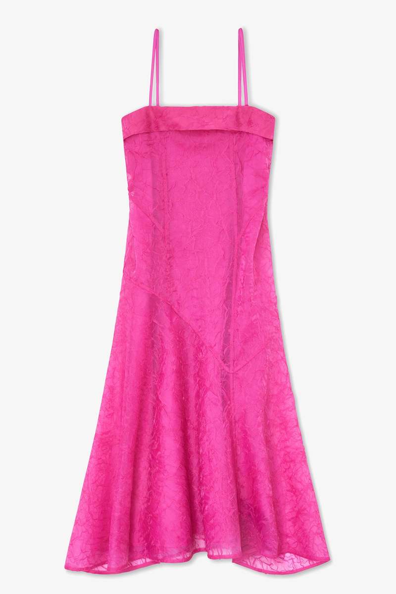 Ganni Shibori Organza Dress - Raspberry Rose