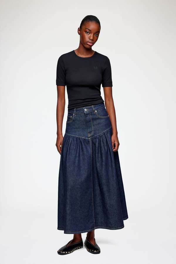 Ganni Stretch Denim Skirt - Rinse
