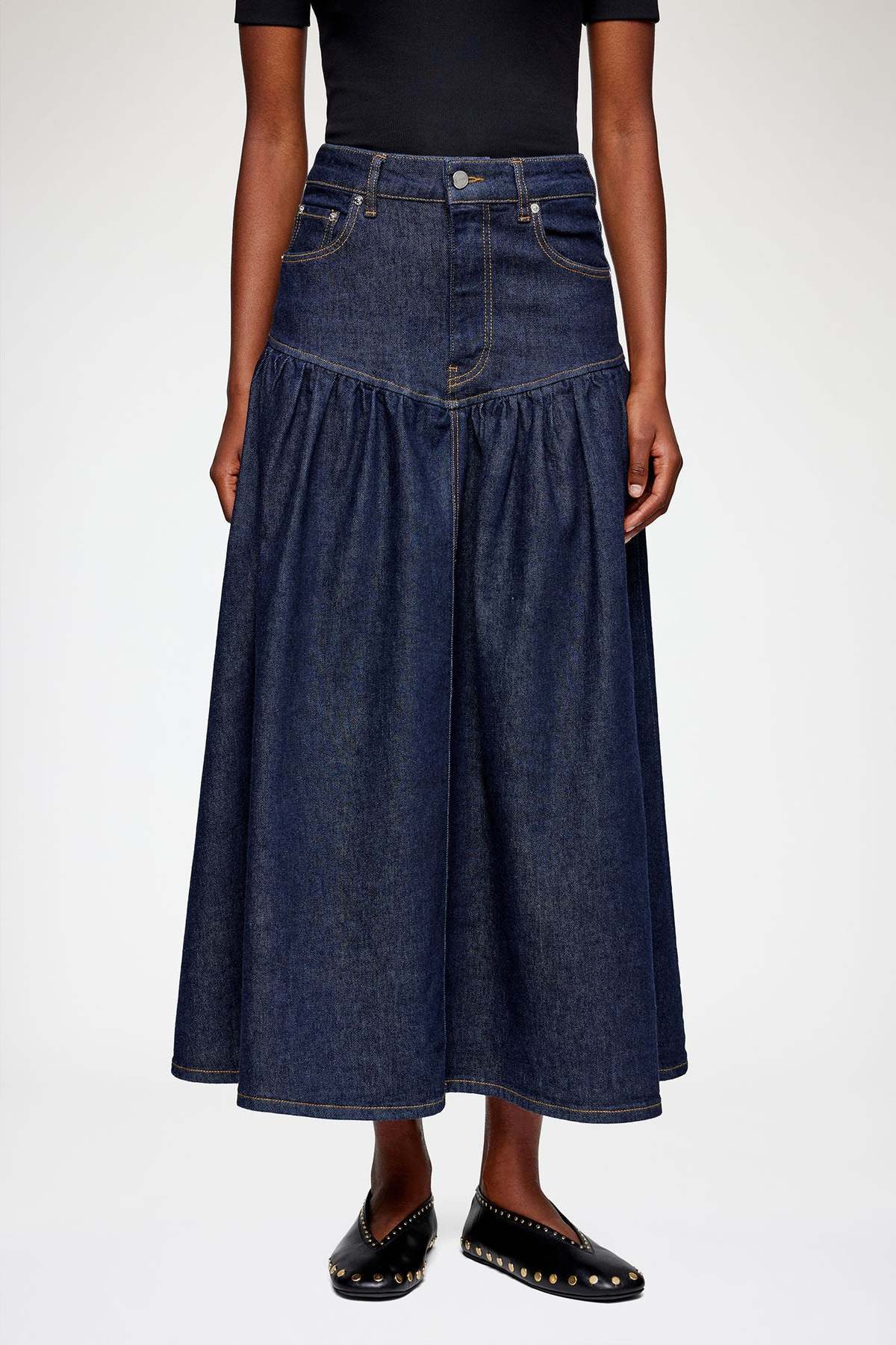 Ganni Stretch Denim Skirt - Rinse - Image 3 of 4