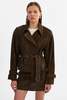 LAMARQUE Dhana Short Suede Trench Coat - Dark Brown - Thumbnail 2