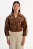 LAMARQUE Vinnie Leather Cropped Biker Jacket - Brown - Thumbnail 3