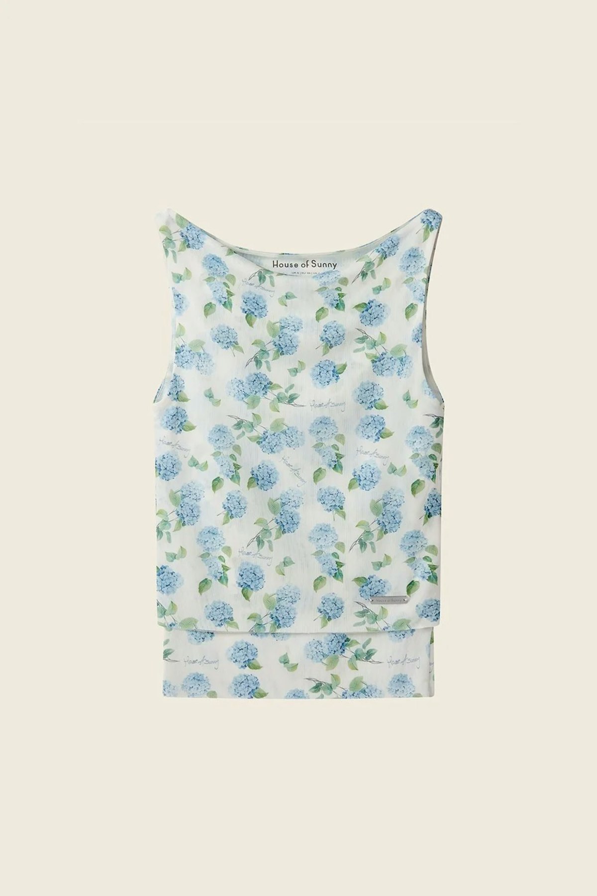 House of Sunny Hydrangea Double Layer Mesh Top - Soft Blue - Image 12 of 15