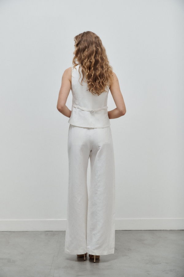Facettes Studio Bianca Linen & Silk Pants - Off White