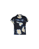Lela Rose Abstract Floral Crepe Draped Top - Navy - Thumbnail 1