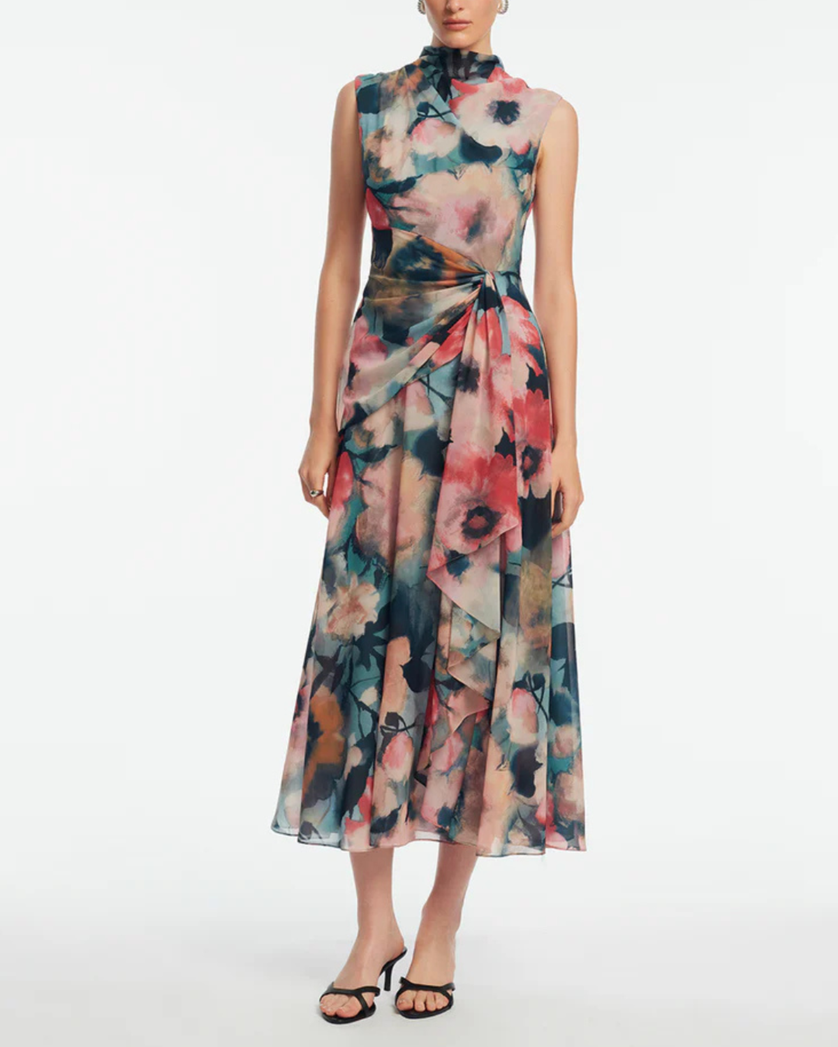 Lela Rose Floral Printed Chiffon Dress - Mist Multi - Image 2 of 4