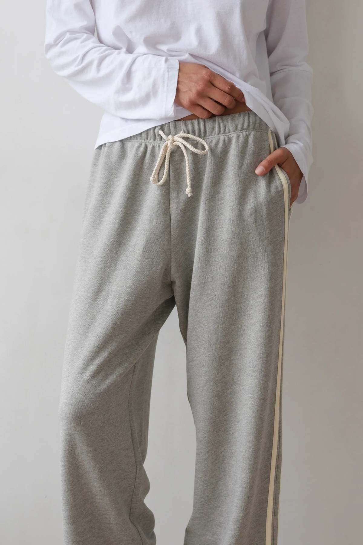 Donni. Eco Terry Stripe Crop Pant Pants - Heather Grey - Image 2 of 6